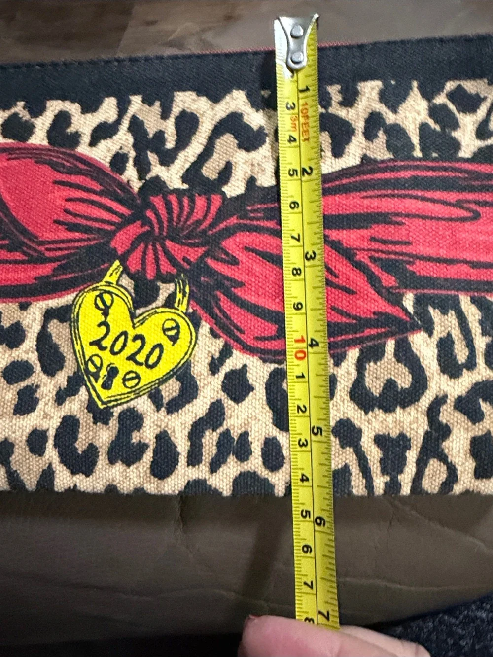 Brighton Leopard Print Wristlet Pouch with Red Heart